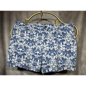 St. John's Bay Blue and White Floral-Print Jean Shorts